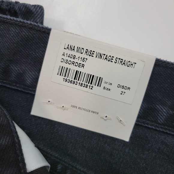 AGOLDE Size 27 Lana Mid-Rise Vintage Straight Button-Fly Black Jeans Full-Length - Picture 10 of 13